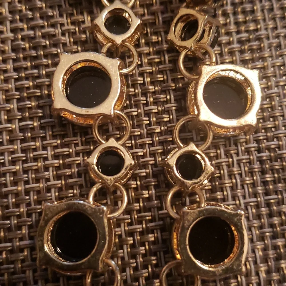 Gold & Black Stones Collar Necklace